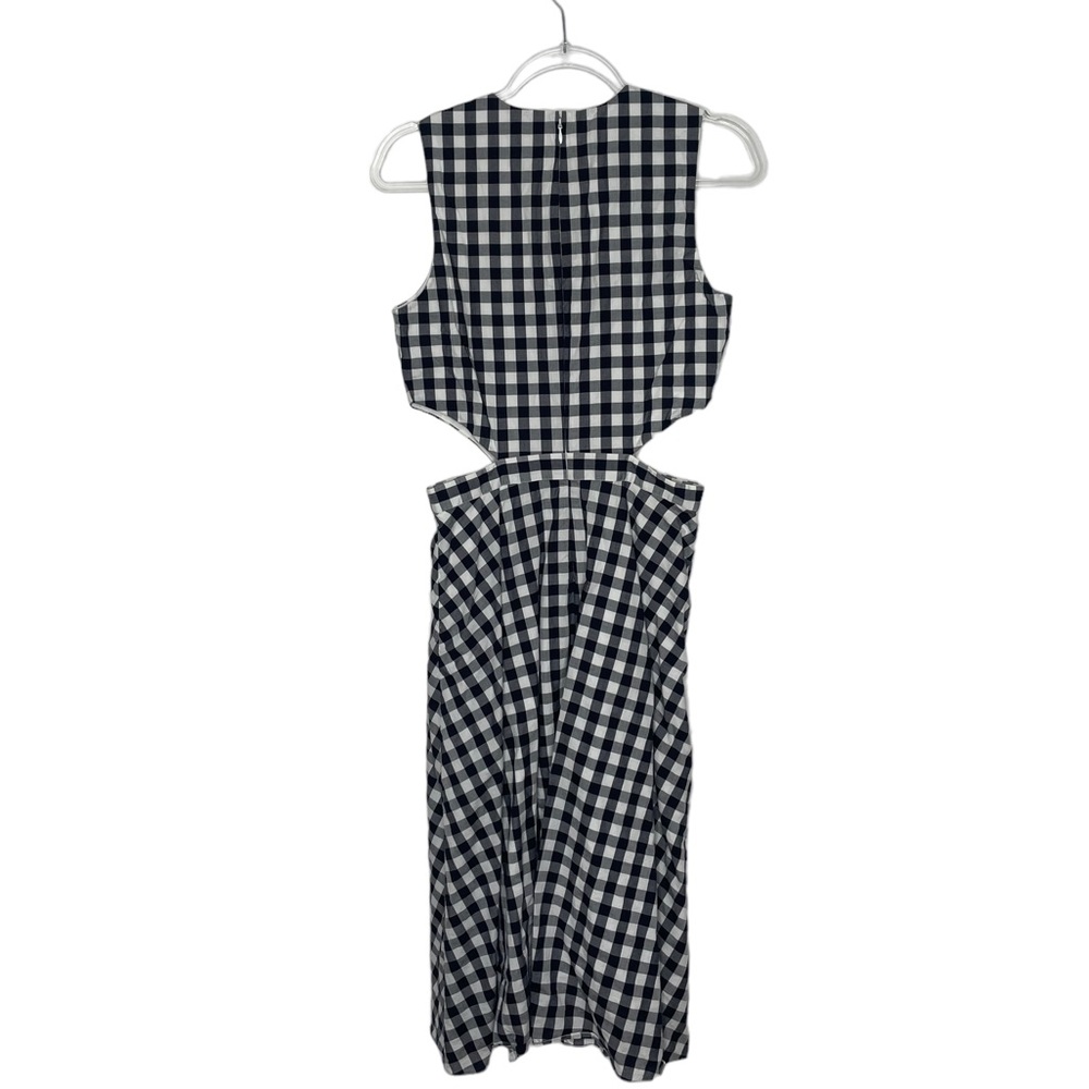 Tanya Taylor | Monica Gigham Cutout Midi Dress White/Navy 8 - Picture 8 of 9